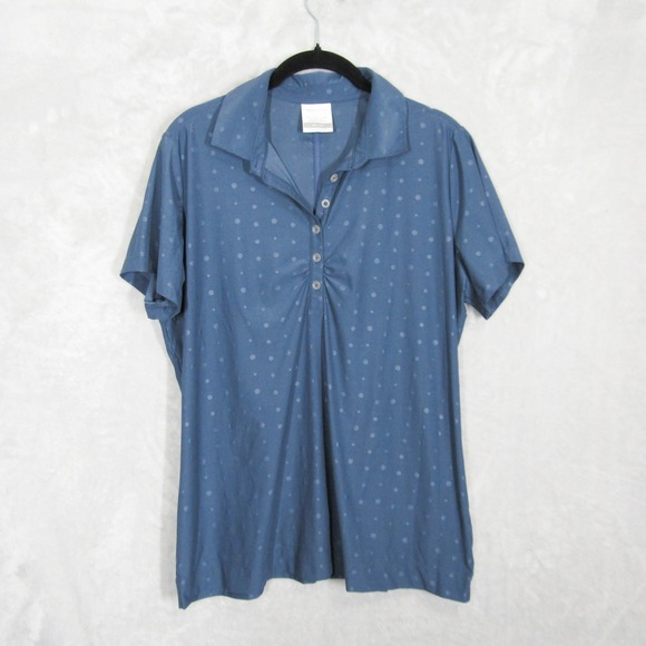 Nike Golf Dri Fit Blue Polka Dot Short Sleeve Golf Polo Shirt Womens XL - Picture 1 of 10